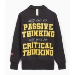 Black ABC Critical Thinking Collared Polo Sweater Back