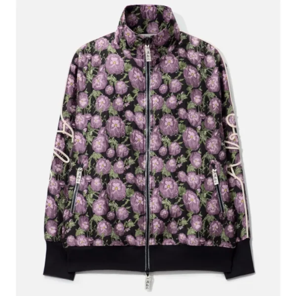 Black ABC Floral Jacquard Soutache Track Jacket