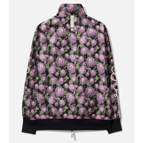 Black ABC Floral Jacquard Soutache Track Jacket Back