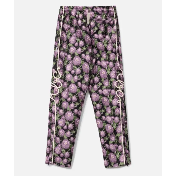 Black ABC Floral Jacquard Track Pants Back