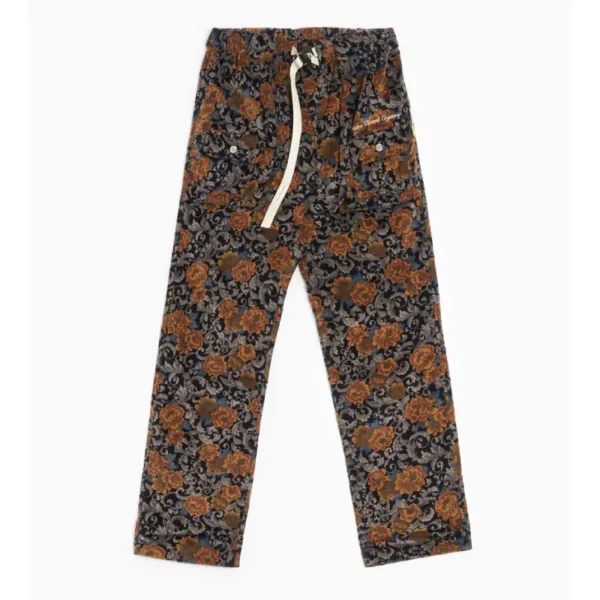 Black ABC Floral Jacquard Work Pants