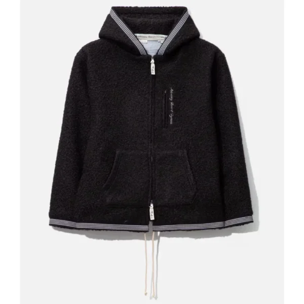 Black ABC Fuzzy Wuzzy Bear Zip-Up Hoodie