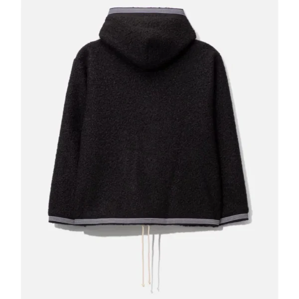 Black ABC Fuzzy Wuzzy Bear Zip-Up Hoodie Back