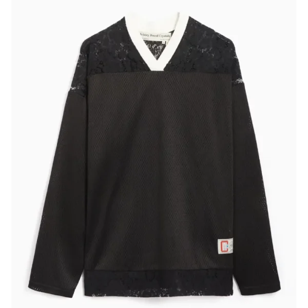 Black ABC Juxtaposition Mesh Hockey T-Shirt