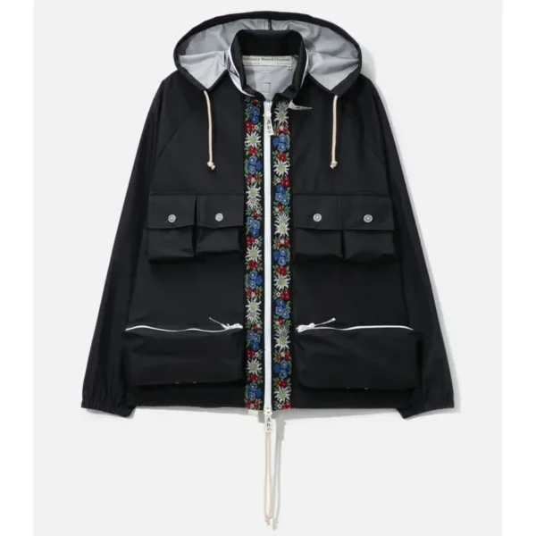 Black ABC Waterproof Nylon Taffeta Spring Jacket