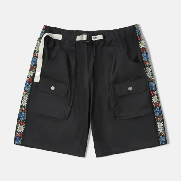 Black ABC Waterproof Nylon Taffeta Spring Shorts
