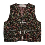 Black Advisory Board Crystals Floral Jacquard Cargo Vest