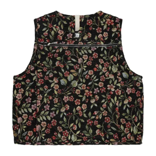 Black Advisory Board Crystals Floral Jacquard Cargo Vest Back Side