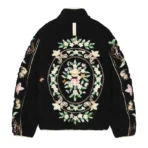 Black Advisory Board Crystals Floral Zip-Up Jacket Back Side
