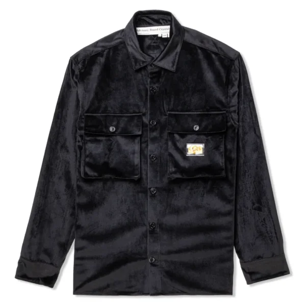 Black Advisory Board Crystals Velour Studio Work Shirt