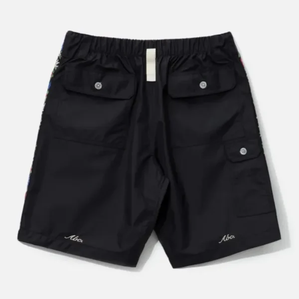 Black Advisory Board Crystals Waterproof Taffeta Shorts Back Side