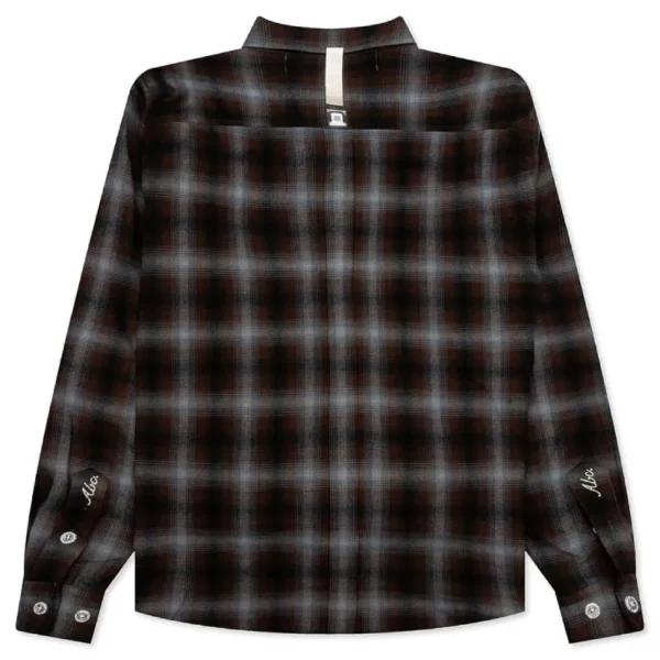 Blue ABC Flannel Plaid Puffer Quilted Jacket Back View