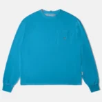 Blue ABC Hologram Inside Out Seam Long Sleeve Pocket Tee