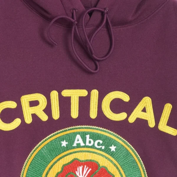 Burgundy ABC Critical Thinking Hoodie Close View