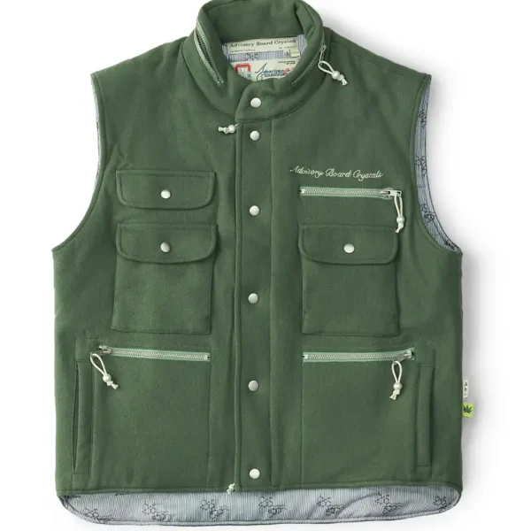 Green Advisory Board Crystals Wool Melton Cargo Vest