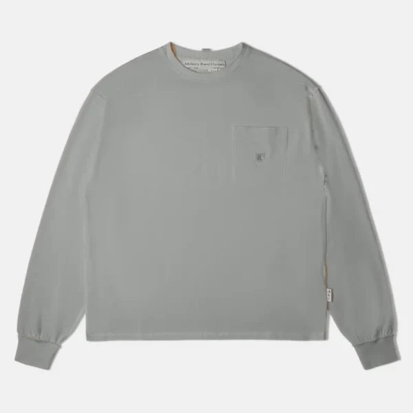 Heather Grey ABC Hologram Inside Out Seam Long Sleeve Pocket Tee