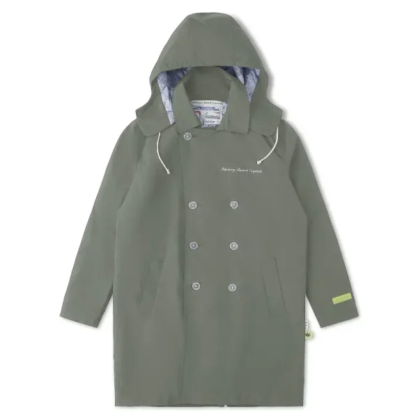 Olive Green Advisory board Crystals Nylon Taffeta Hooded Trench