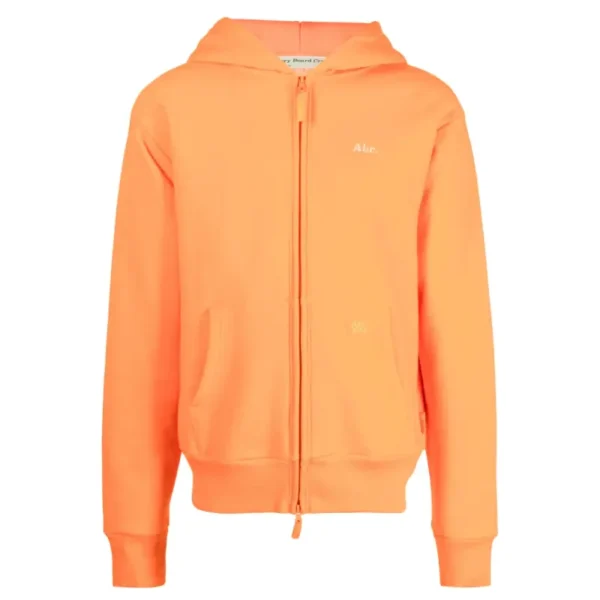 Orange Advisory Board Crystals Logo Print Zip-up Hoodie