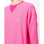 Pink ABC Logo Embroidered Cotton Sweatshirt Close