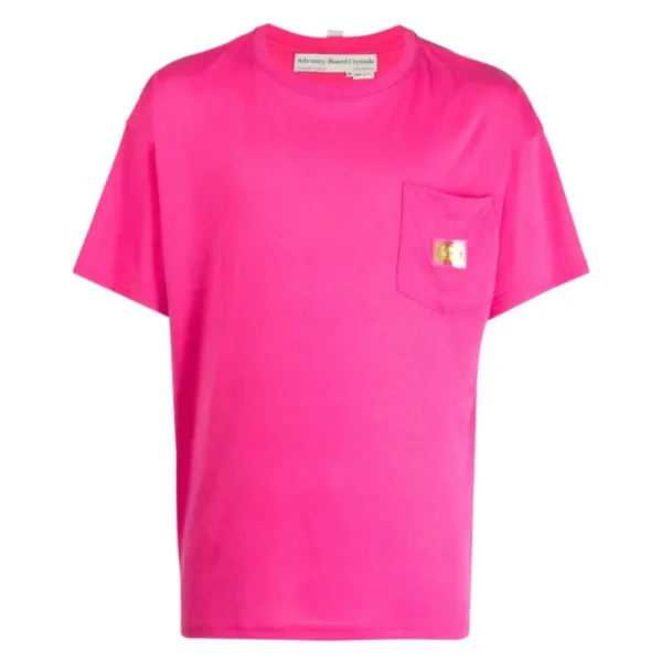 Pink ABC Logo Plaque Boat Neck T-Shirt