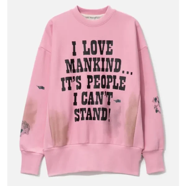 Pink Advisory Board Crystals I Love Mankind Sweatshirt