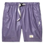 Purple Advisory Board Crystals Faux Leather Work Shorts