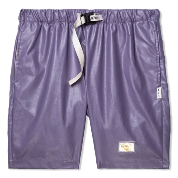 Purple Advisory Board Crystals Faux Leather Work Shorts