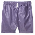 Purple Advisory Board Crystals Faux Leather Work Shorts Back View