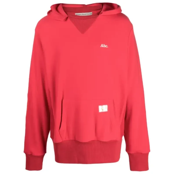 Red ABC Logo Embroidered Cotton Hoodie