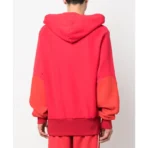 Red ABC Logo Embroidered Cotton Hoodie Back