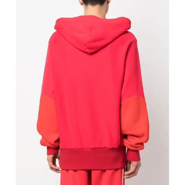 Red ABC Logo Embroidered Cotton Hoodie Back