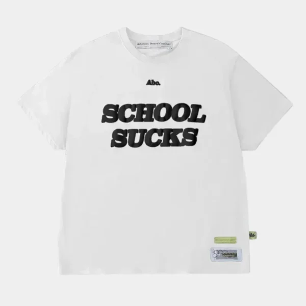 White ABC School Sucks T-Shirt