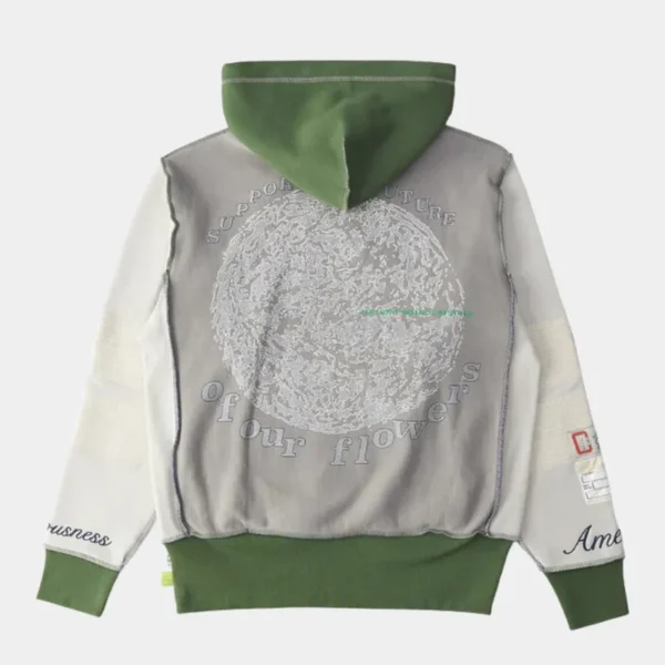 White-Grey-Green ABC American Consciousness Hoodie Back View
