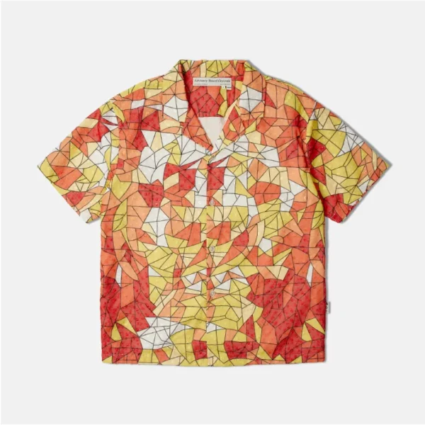 Yellow ABC Stained Glass Collared Shirts