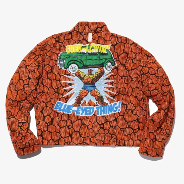 Orange ABC x Fantastic Four Thing Needlepoint Chore Jacket Back