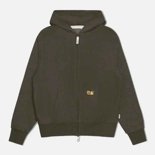 Army Green ABC. 123 Hologram French Terry Zip-Up Hoodie