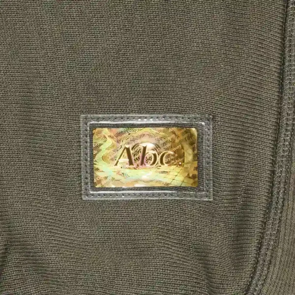 Army Green ABC. 123 Hologram French Terry Zip-Up Hoodie Logo